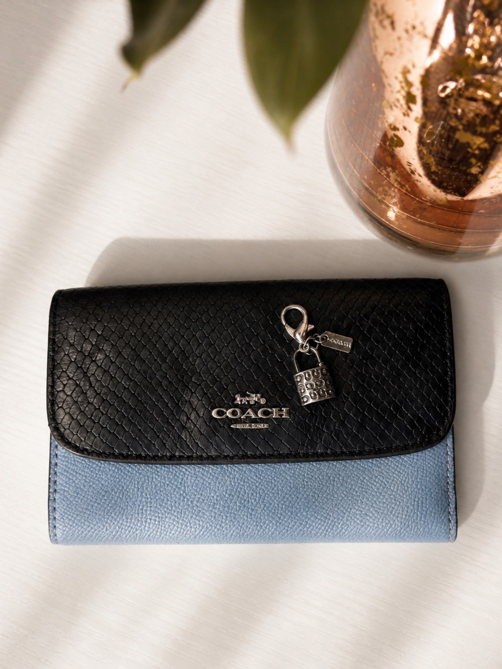 Coach Snake Skin Pattern Wallet + Charm